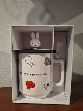 Starbucks x Miffy White Ceramic Mug with Mint and Red Accents